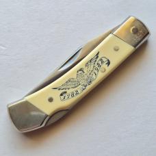 Vintage 1982 Schrade USA LB5 Bald Eagle Commemorative Lockback Knife CIB Box Sheath