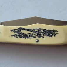 Vintage 1976 Schrade USA 260SC Scrimshaw American Eagle Folding Hunter Knife CIB