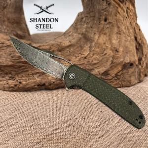 CIVIVI Ortis Flipper amp Thumb Hole Knife Carbon Fiber Handle Damascus Blade N2