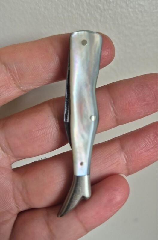 2 3/4" Rare Vintage J.R.Torrey Worcester Mass Lady Leg knife, Nice MOP Scales