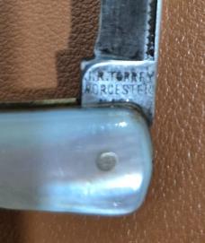 2 3/4" Rare Vintage J.R.Torrey Worcester Mass Lady Leg knife, Nice MOP Scales