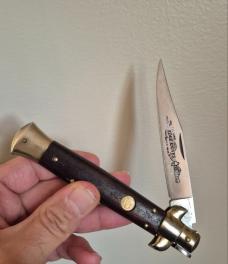 Rare 5" Genuine Edge Knives Bratt VT Italy Edge Co. Bolster Release Stiletto Knife