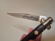 Rare 5" Genuine Edge Knives Bratt VT Italy Edge Co. Bolster Release Stiletto Knife