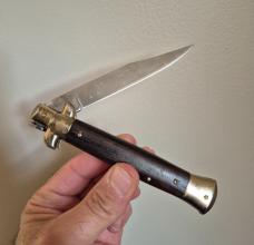 Rare 5" Genuine Edge Knives Bratt VT Italy Edge Co. Bolster Release Stiletto Knife
