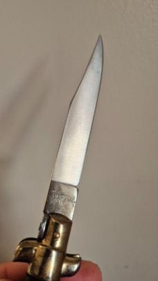 Rare 5" Genuine Edge Knives Bratt VT Italy Edge Co. Bolster Release Stiletto Knife