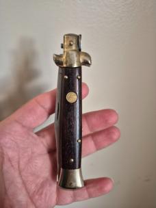 Rare 5" Genuine Edge Knives Bratt VT Italy Edge Co. Bolster Release Stiletto Knife
