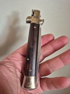Rare 5" Genuine Edge Knives Bratt VT Italy Edge Co. Bolster Release Stiletto Knife