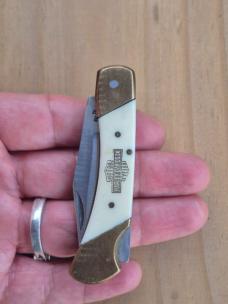 3" Bear Hunter Lockback Pocket Knife, Solingen, Bone Handles