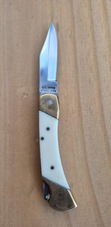 3" Bear Hunter Lockback Pocket Knife, Solingen, Bone Handles