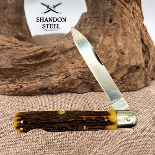 Stag Handle Lock Back Folding Traditional Single Blade Pocket Knife (69)