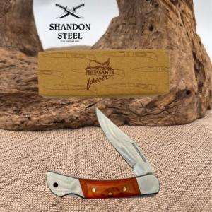 Pheasants Forever Lockback Clip Point Folding Pocket Knife Wood Handle NIB 108