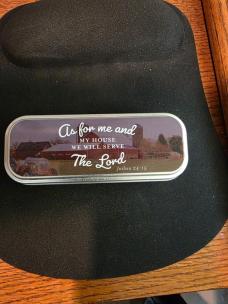 Case Religious Natural Bone Tru-Sharp Steel Trapper Commemorative Tin