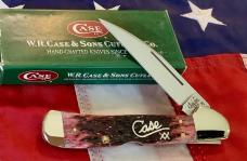 Case xx 2002 Copperlock (Mdl# 61549ZW L SS) with WOWZER Cranberry Bone Handles +Silver Script