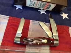 Schatt & Morgan Large Reverse GunStock Stockman w/ Sweet Red Bone Handles -NOS
