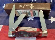 Schatt & Morgan Large Reverse GunStock Stockman w/ Sweet Red Bone Handles -NOS