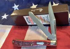 Schatt & Morgan LG Hefty Slimline Trapper w/ Sweet Red Bone Handles -NOS
