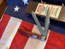Schatt & Morgan LG Hefty Slimline Trapper w/ Sweet Red Bone Handles -NOS