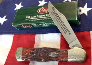 Case xx Large Folding Hunter Mdl C61050 SS w Super Redish Brown Bone Handles -NOS