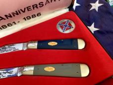 Case xx Civil War Lg Jack Knife Set w/ One in Grey and one in Blue Synthetic Handles -NOS