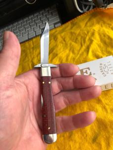 Case Dark Red Burlap Micarta Smooth Cheetah Cub 