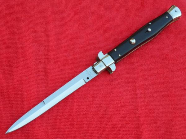 13"AGA / Renzo Pascotto made wasp body picklock switchblade ebony wood bayonet signed certificate