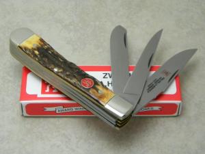 JA Henckels Germany Boker HK-29-S Stag 3 Blade Trapper Knife in Box