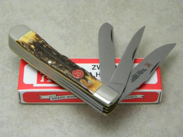 J.A. Henckels Germany (Boker) HK-29-S Stag 3 Blade Trapper Knife in Box J.A. Henckels Germany (Boker) HK-29-S Stag 3 Blade Trapper Knife in Box