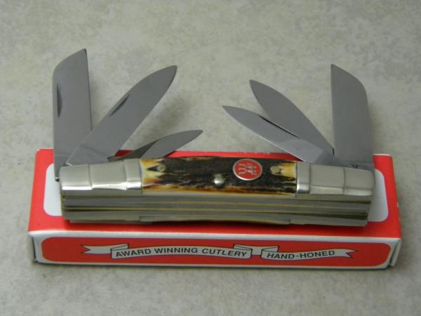 J.A. Henckels Germany (Boker) HK-24-S Stag 6 Blade Congress Knife in Box