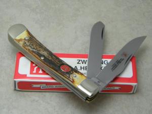 JA Henckels Germany Boker HK-5-S Stag 2 Blade Trapper Knife in Box