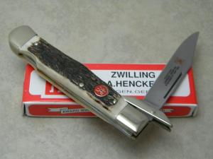 JA Henckels Germany Boker HK-23-S Stag Swing Guard Lockback Cheetah Style Knife in Box