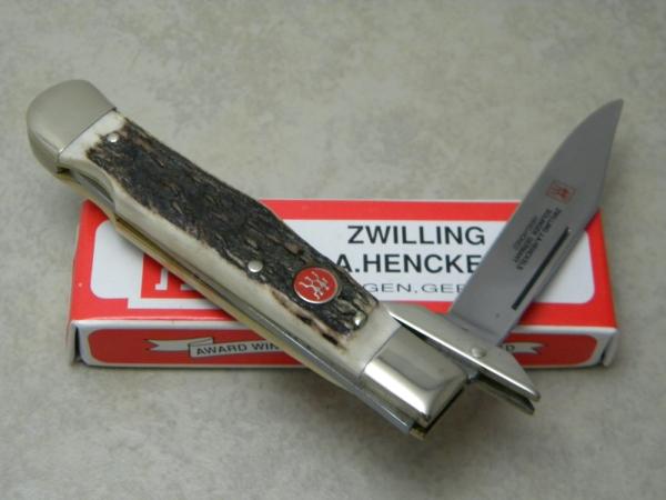 J.A. Henckels Germany (Boker) HK-23-S Stag Swing Guard Lockback Cheetah Style Knife in Box