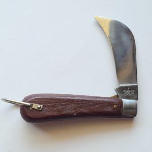 Vintage M Klein amp Sons Chicago USA Hawkbill Pruner Lineman Pocket Knife Woodgrain