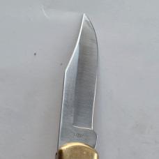Vintage Klein Tools 44037 Lockback Pocket Knife Japan Brass Bolsters w/ Sheath