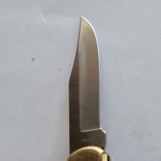 Vintage Klein Tools 44037 Lockback Pocket Knife Japan Brass Bolsters w/ Sheath