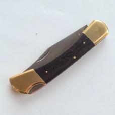 Vintage Klein Tools 44037 Lockback Pocket Knife Japan Brass Bolsters w/ Sheath