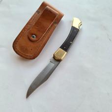 Vintage Klein Tools 44037 Lockback Pocket Knife Japan Brass Bolsters w/ Sheath