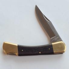 Vintage Klein Tools 44037 Lockback Pocket Knife Japan Brass Bolsters w/ Sheath