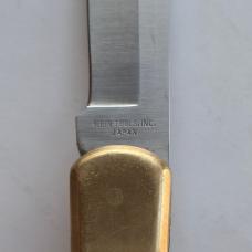 Vintage Klein Tools 44037 Lockback Pocket Knife Japan Brass Bolsters w/ Sheath