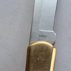 Vintage Klein Tools 44037 Lockback Pocket Knife Japan Brass Bolsters w/ Sheath