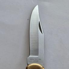 Vintage Klein Tools 44037 Lockback Pocket Knife Japan Brass Bolsters w/ Sheath