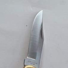 Vintage Klein Tools 44037 Lockback Pocket Knife Japan Brass Bolsters w/ Sheath