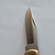 Vintage Klein Tools 44037 Lockback Pocket Knife Japan Brass Bolsters w/ Sheath