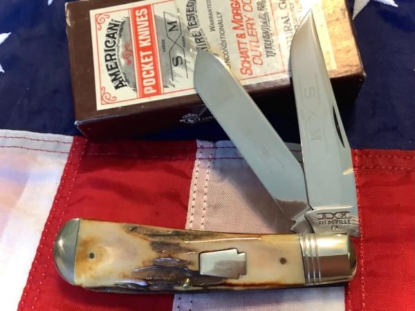 Schatt & Morgan XL Trapper (032 101) with Super Stag Slab Handles -NOS Schatt & Morgan XL Trapper (032 101) with Super Stag Slab Handles -NOS