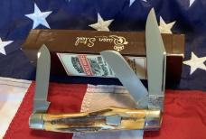 Schatt & Morgan Large Reverse GunStock Stockman w/ Gnarly Stag Handles -NOS