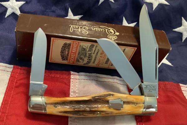 Schatt & Morgan Large Reverse GunStock Stockman w/ Gnarly Stag Handles -NOS Schatt & Morgan Large Reverse GunStock Stockman w/ Gnarly Stag Handles -NOS