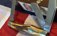 Schatt & Morgan Large Reverse GunStock Stockman w/ Gnarly Stag Handles -NOS