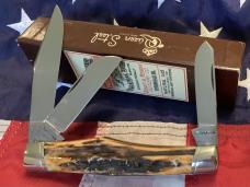Schatt & Morgan Large Reverse GunStock Stockman w/ Gnarly Stag Handles -NOS