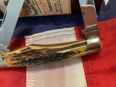 Schatt & Morgan Large Reverse GunStock Stockman w/ Gnarly Stag Handles -NOS