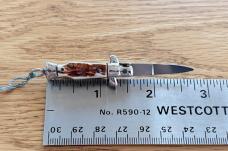 Miniature Switchblade Knife, Imitation Stag Scale, Original Box, Italy