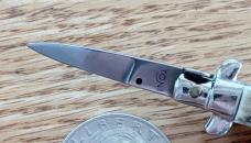 Miniature Switchblade Knife, Stag Scale, Original Box, Rare Italy Mark